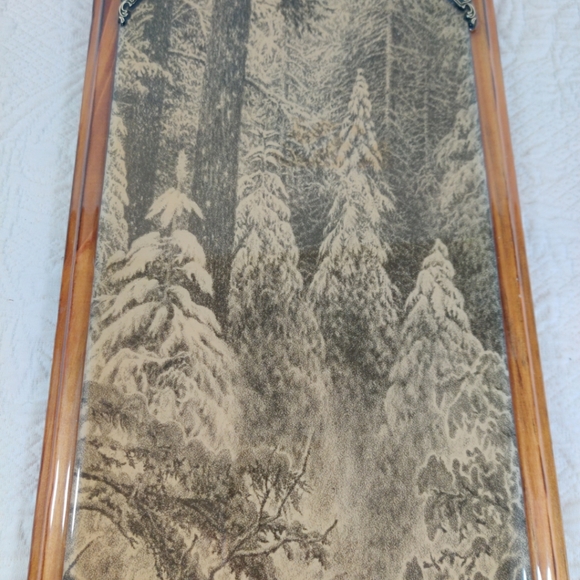 Bill O'Neill Wolf In The Winter Woods Lacquered Print Wall Hanging 21-1/2" X 8" - Picture 4 of 7
